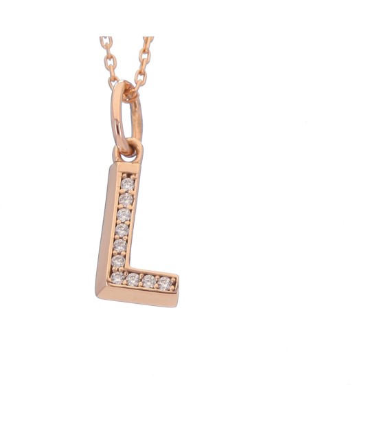 Auksinis pakabukas su cirkoniais raidė L - Auksiniai pakabukai - Goldinga