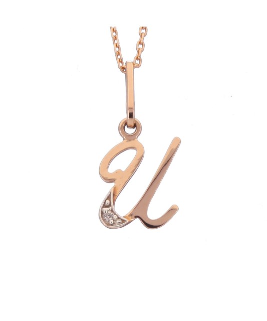 Auksinis pakabukas su cirkoniais raidė U - Auksiniai pakabukai - Goldinga