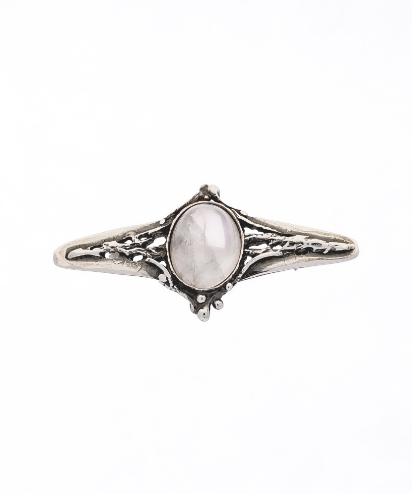 sidabrinė sagė su rožiniu kvarcu - Sagės - Goldinga