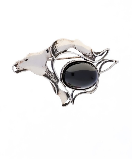 Sidabrinė sagė su oniksu - Sagės - Goldinga