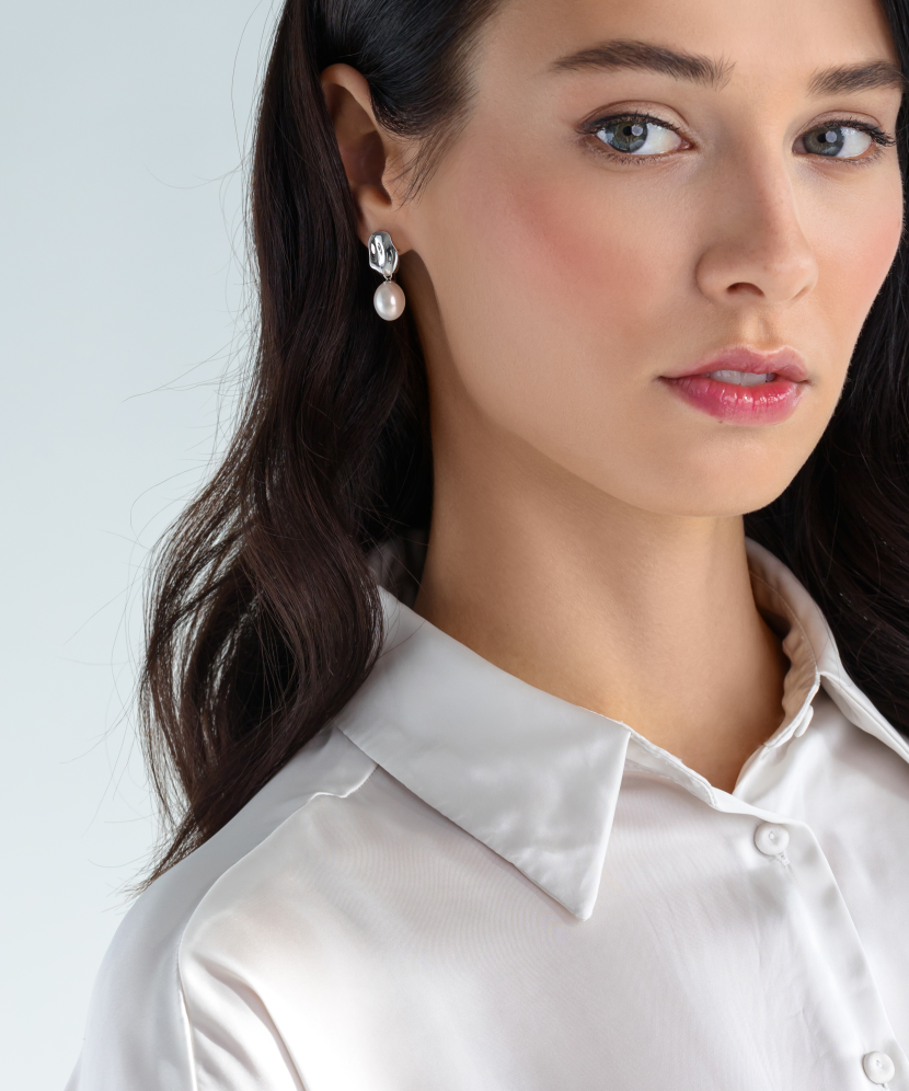 Sidabriniai auskarai su perlais - Auskarai su perlais - Goldinga