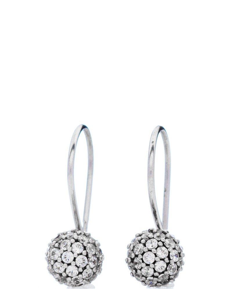 Balto aukso auskarai su cirkoniais - Auksiniai auskarai - Goldinga