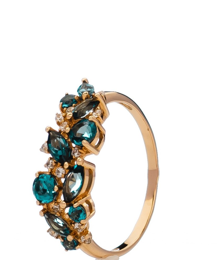 Auksinis žiedas su London topazais ir cirkoniais - Auksiniai žiedai - Goldinga