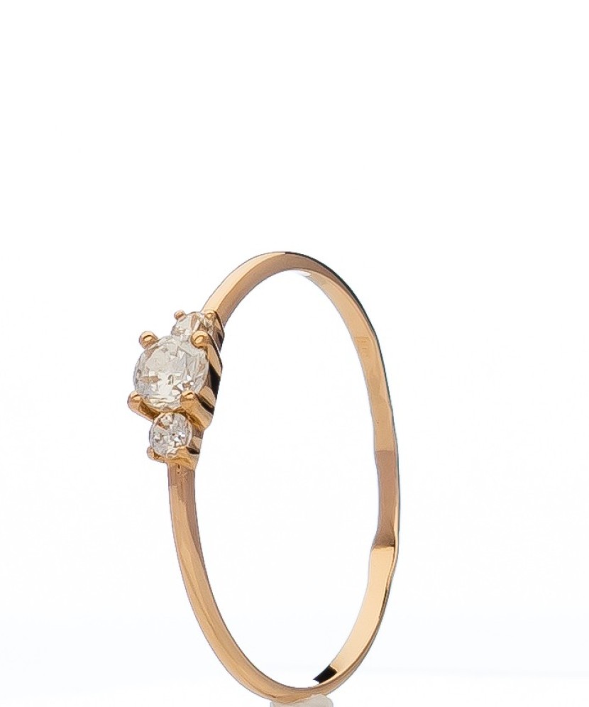 Auksinis žiedas su cirkoniais - Auksiniai žiedai - Goldinga