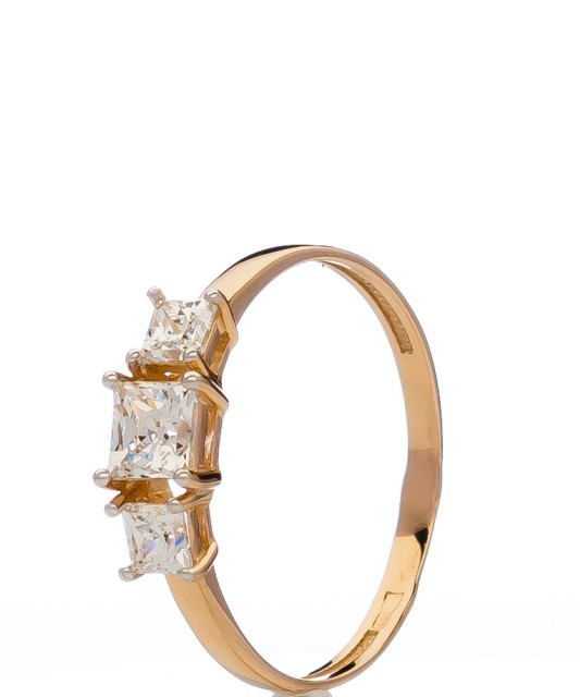 Auksinis žiedas su kristalais - Auksiniai žiedai - Goldinga