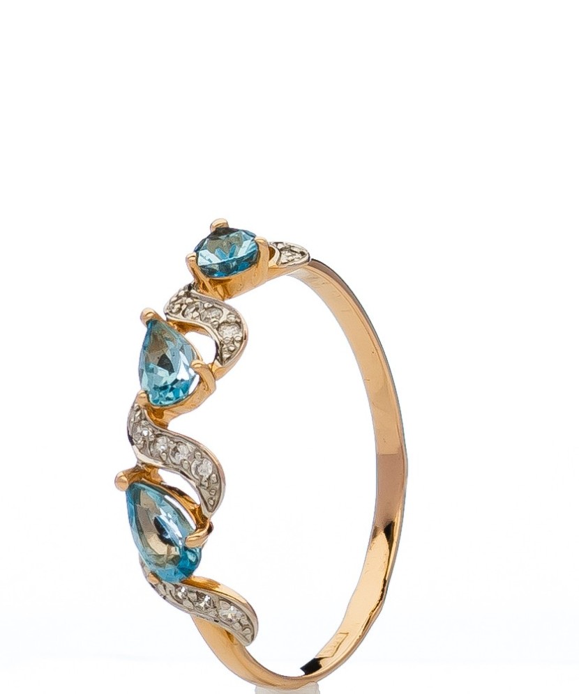 Auksinis žiedas su topazais ir cirkoniais - Auksiniai žiedai - Goldinga