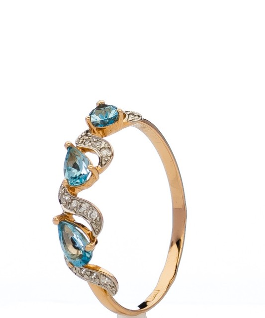 Auksinis žiedas su topazais ir cirkoniais - Auksiniai žiedai - Goldinga