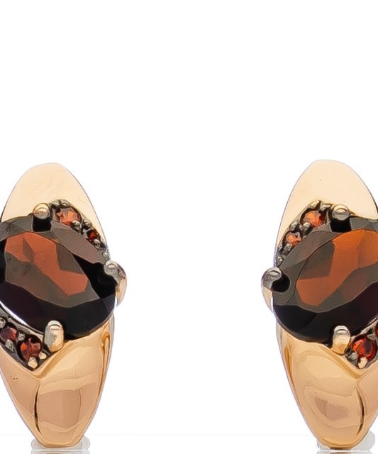 Auksiniai auskarai su granatu ir cirkoniais - Auksiniai auskarai - Goldinga