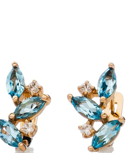 Auksiniai auskarai su topazais ir cirkoniais - Auksiniai auskarai - Goldinga