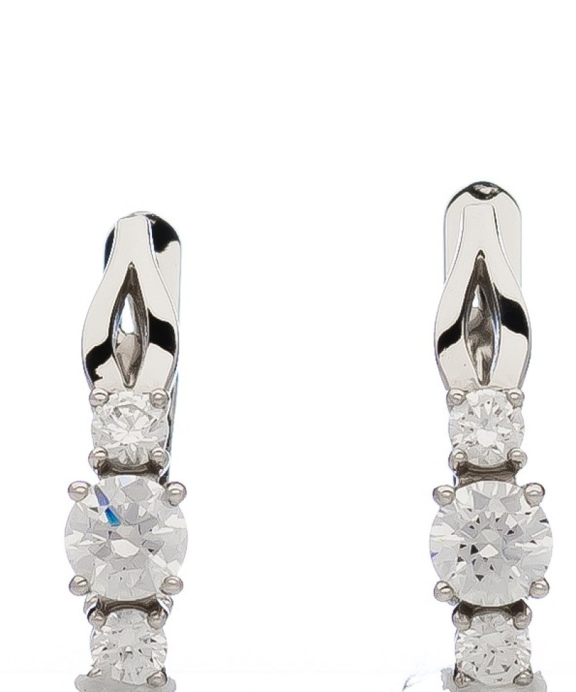 Balto aukso auskarai su cirkoniais - Auksiniai auskarai - Goldinga