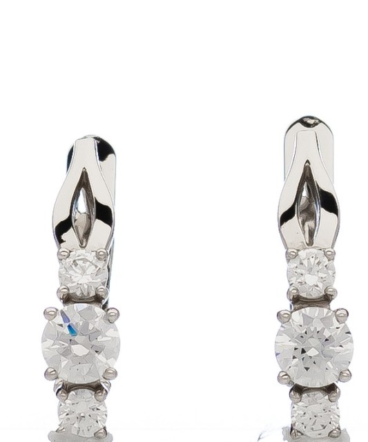 Balto aukso auskarai su cirkoniais - Auksiniai auskarai - Goldinga