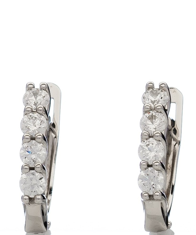 Balto aukso auskarai su cirkoniais - Auksiniai auskarai - Goldinga