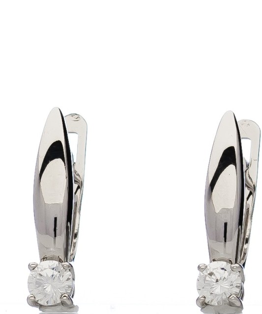 Balto aukso auskarai su cirkoniu - Auksiniai auskarai - Goldinga