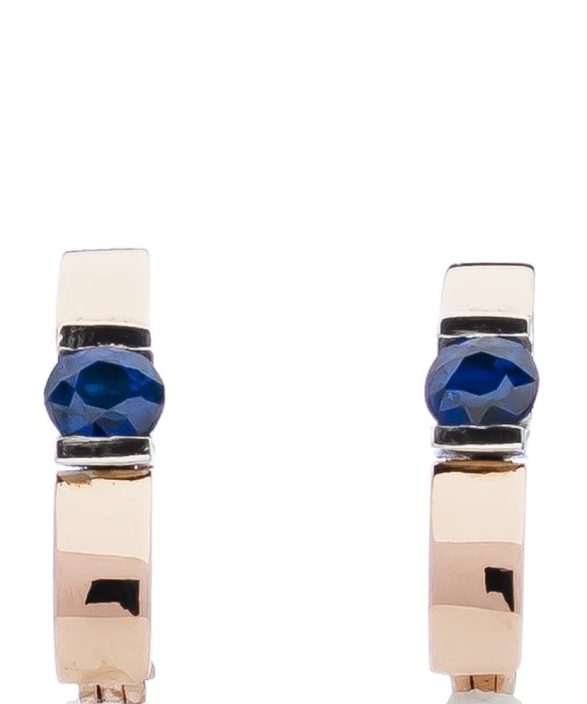 Auksiniai auskarai su safyru - Auksiniai Auskarai su brangakmeniais - Goldinga