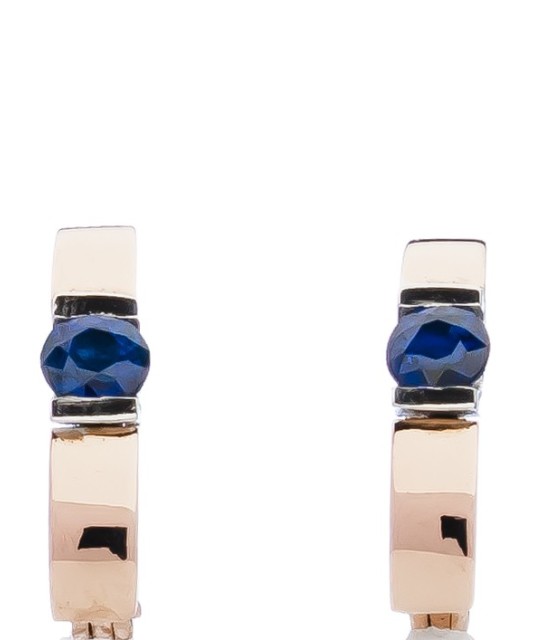 Auksiniai auskarai su safyru - Auksiniai Auskarai su brangakmeniais - Goldinga