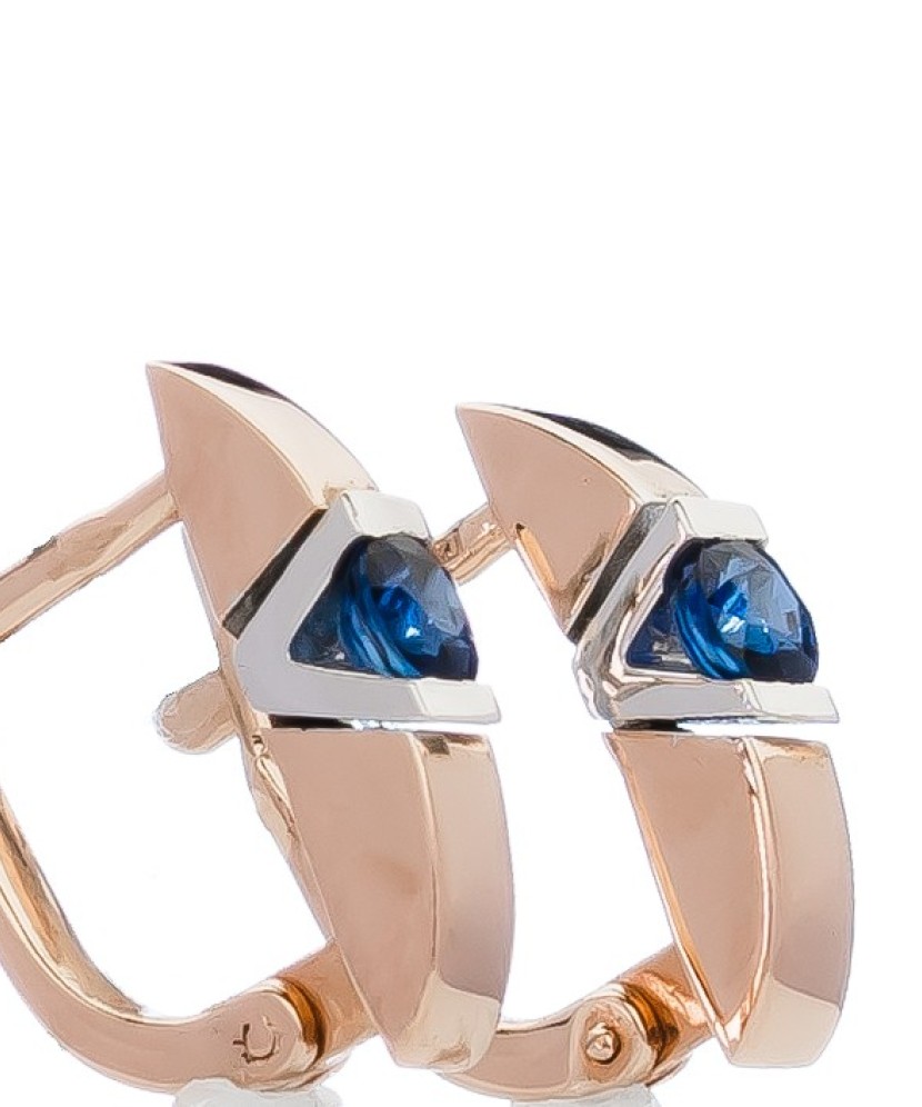 Auksiniai auskarai su safyru - Auksiniai Auskarai su brangakmeniais - Goldinga