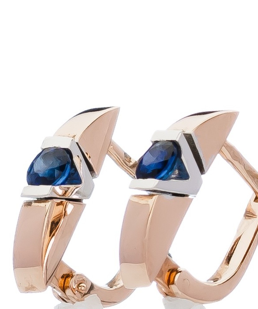 Auksiniai auskarai su safyru - Auksiniai Auskarai su brangakmeniais - Goldinga