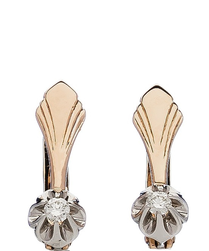 Auksiniai auskarai su briliantu - Auksiniai auskarai - Goldinga