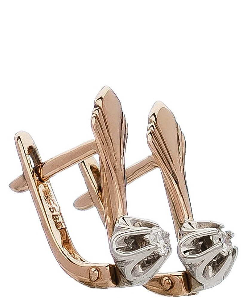 Auksiniai auskarai su briliantu - Auksiniai auskarai - Goldinga