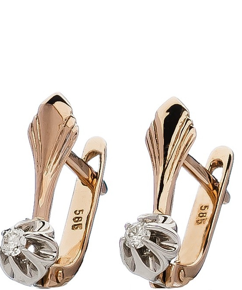 Auksiniai auskarai su briliantu - Auksiniai auskarai - Goldinga