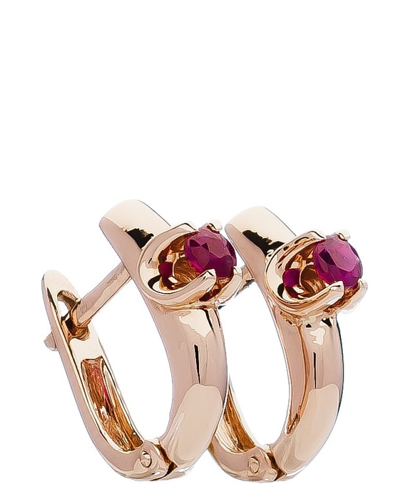 Auksiniai auskarai su rubinu - Auksiniai auskarai - Goldinga