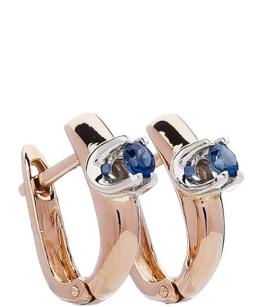 Auksiniai auskarai su safyru - Auksiniai Auskarai su brangakmeniais - Goldinga