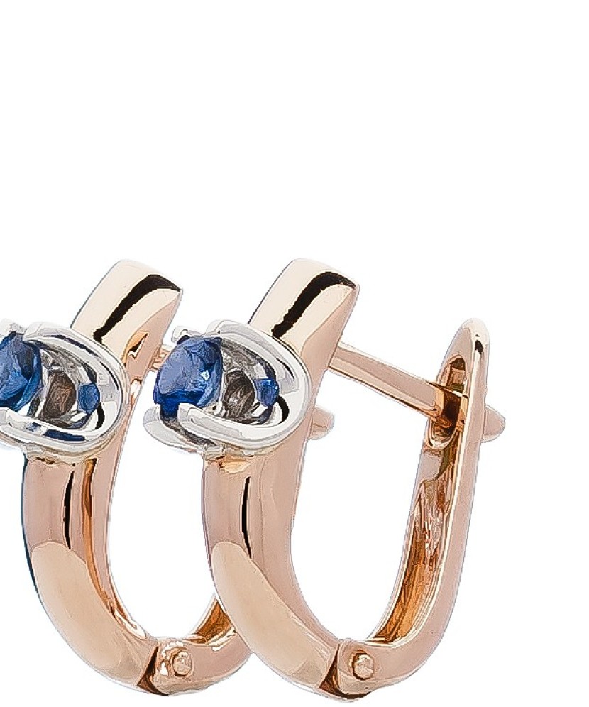 Auksiniai auskarai su safyru - Auksiniai Auskarai su brangakmeniais - Goldinga