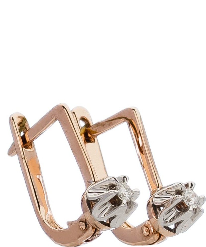 Auksiniai auskarai su briliantu - Auksiniai auskarai - Goldinga