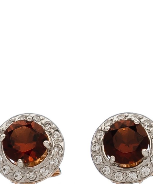 Auksiniai auskarai su granatu ir cirkoniais - Auksiniai auskarai - Goldinga