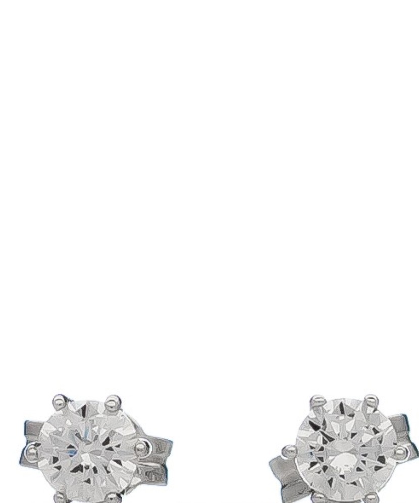 Balto aukso auskarai su cirkoniu - Auksiniai auskarai - Goldinga