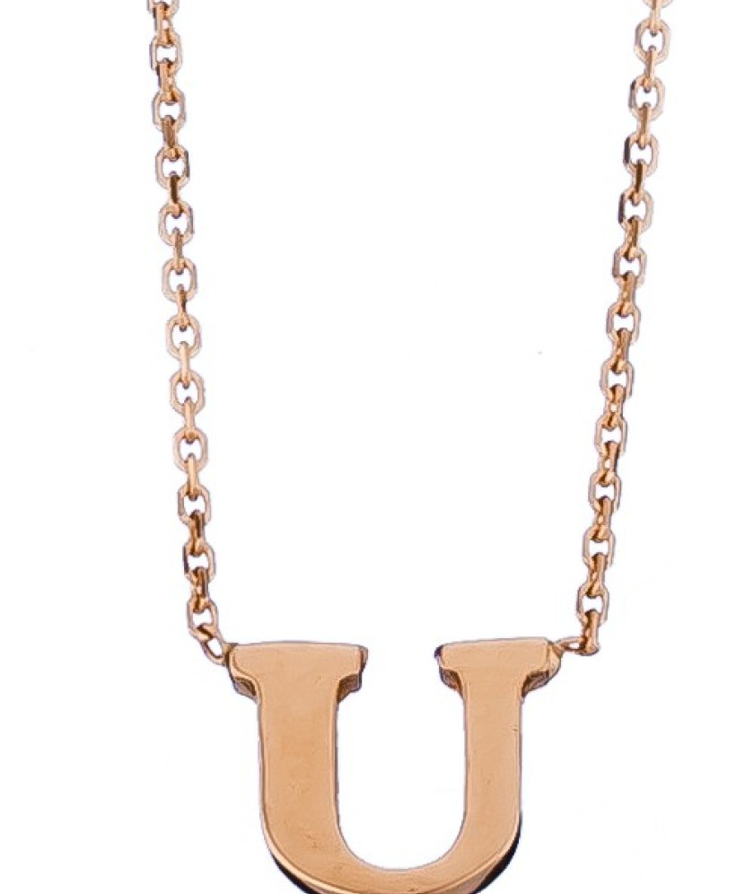 Auksinė grandinėlė su pakabuku raide U - Auksinės grandinėlės su pakabukais - Goldinga