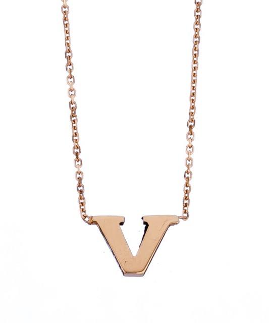 Auksinė grandinėlė su pakabuku raide V - Auksinės grandinėlės su pakabukais - Goldinga