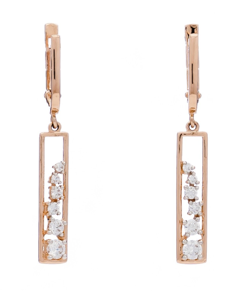 Auksiniai auskarai su cirkoniais - Auksiniai auskarai - Goldinga