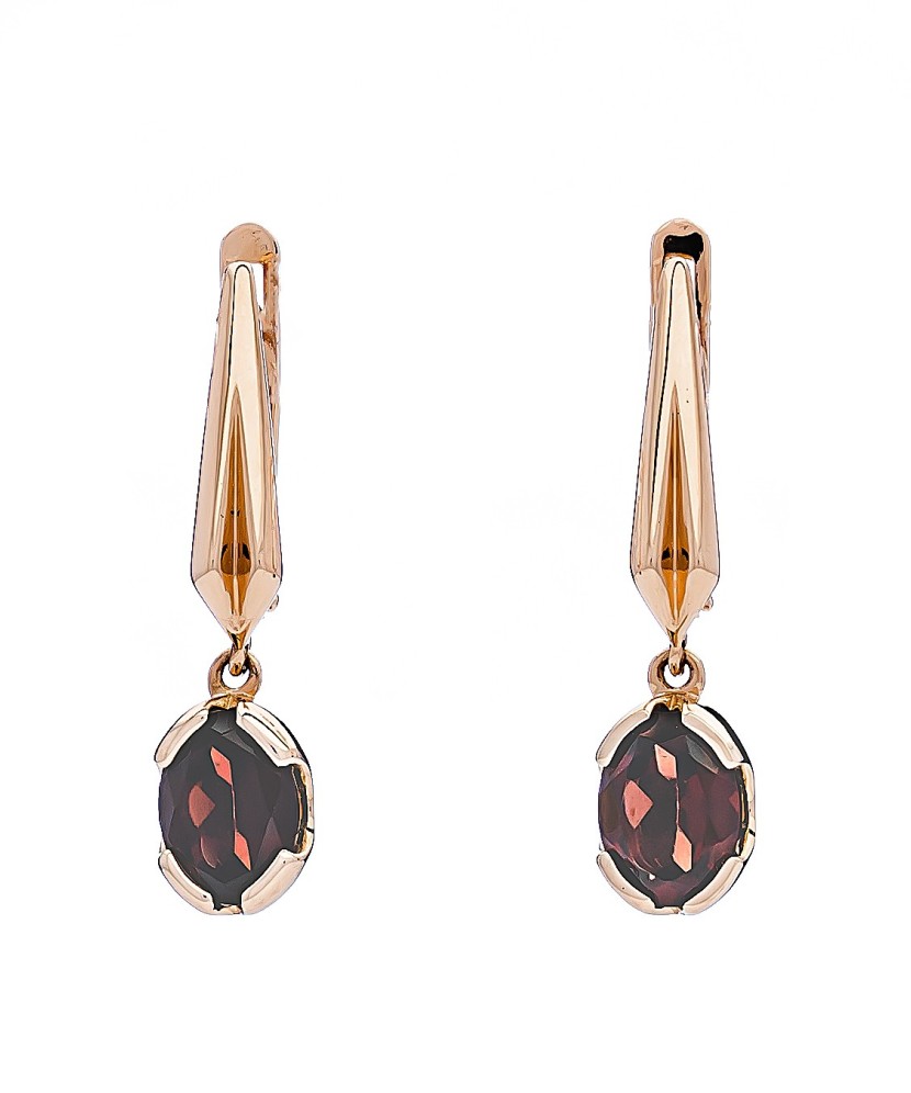 Auksiniai auskarai su granatu - Auksiniai auskarai - Goldinga