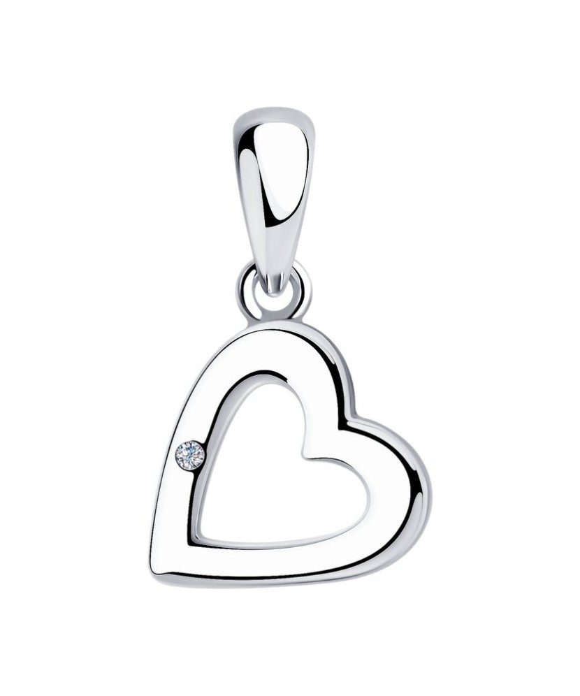 Sidabrinis pakabukas su deimantu "Širdelė" - Pakabukai su brangakmeniais - Goldinga