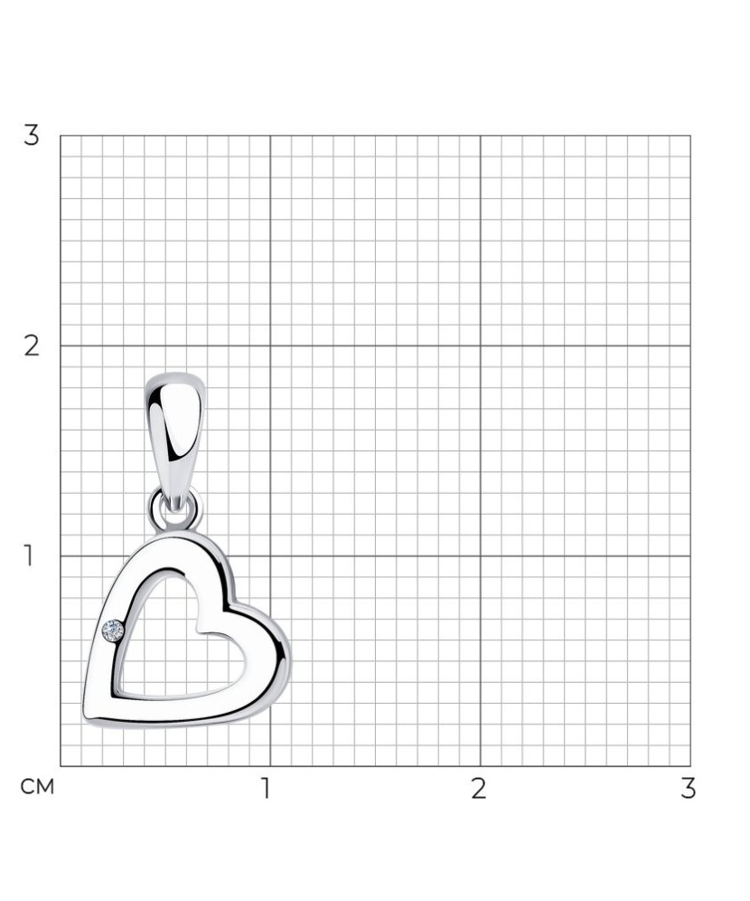 Sidabrinis pakabukas su deimantu "Širdelė" - Pakabukai su brangakmeniais - Goldinga
