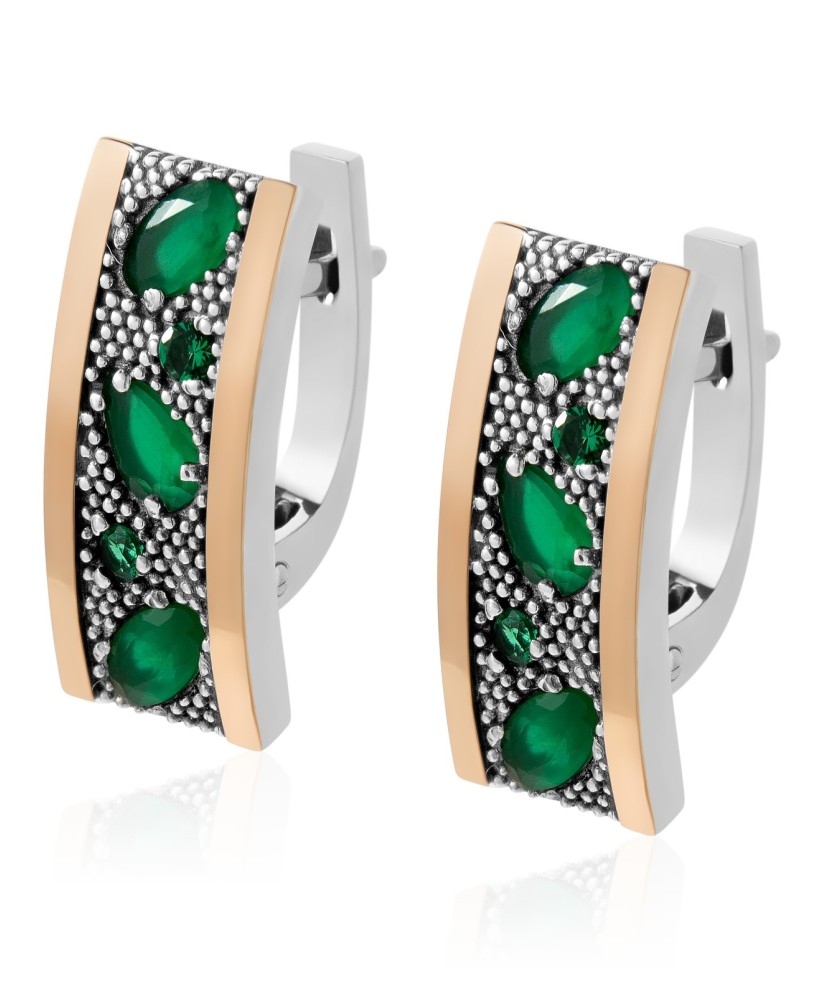 Sidabriniai auskarai cirkoniais dengti auksu - Sidabriniai auskarai - Goldinga