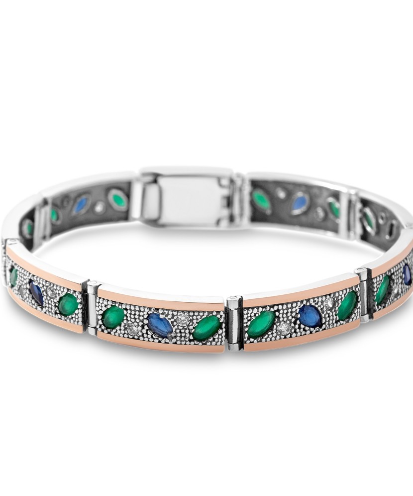 Sidabrinė apyrankė su cirkoniais dengta auksu - Sidabrinės apyrankės - Goldinga