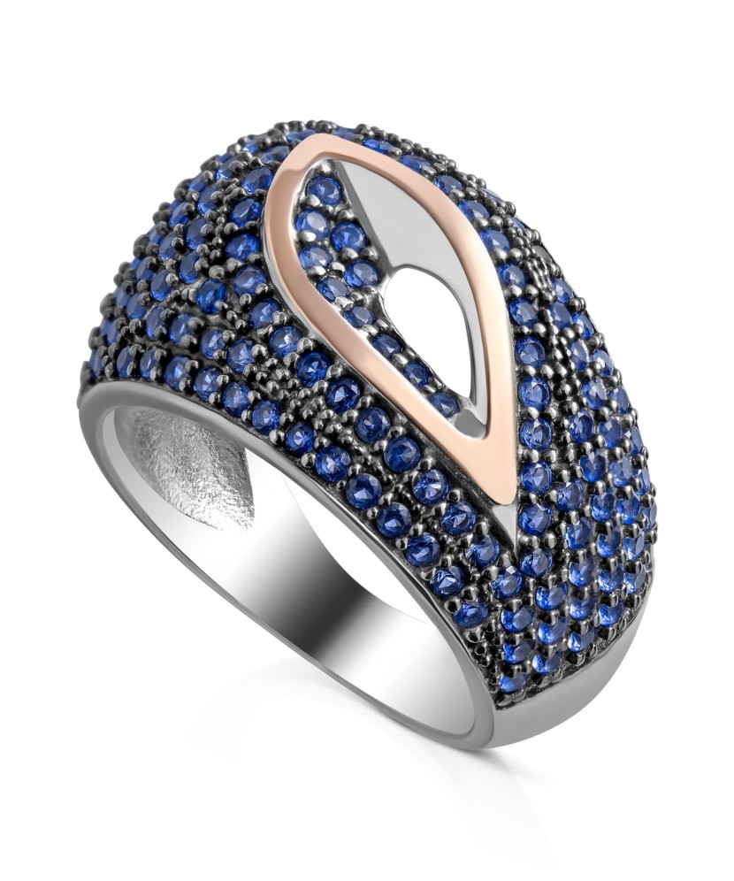 Sidabrinis žiedas su cirkoniais dengtas auksu - Sidabriniai žiedai - Goldinga