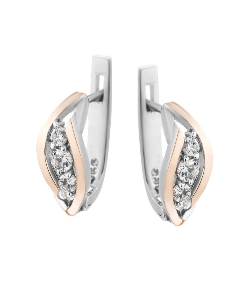 Sidabriniai auskarai su cirkoniais dengti auksu - Sidabriniai auskarai - Goldinga