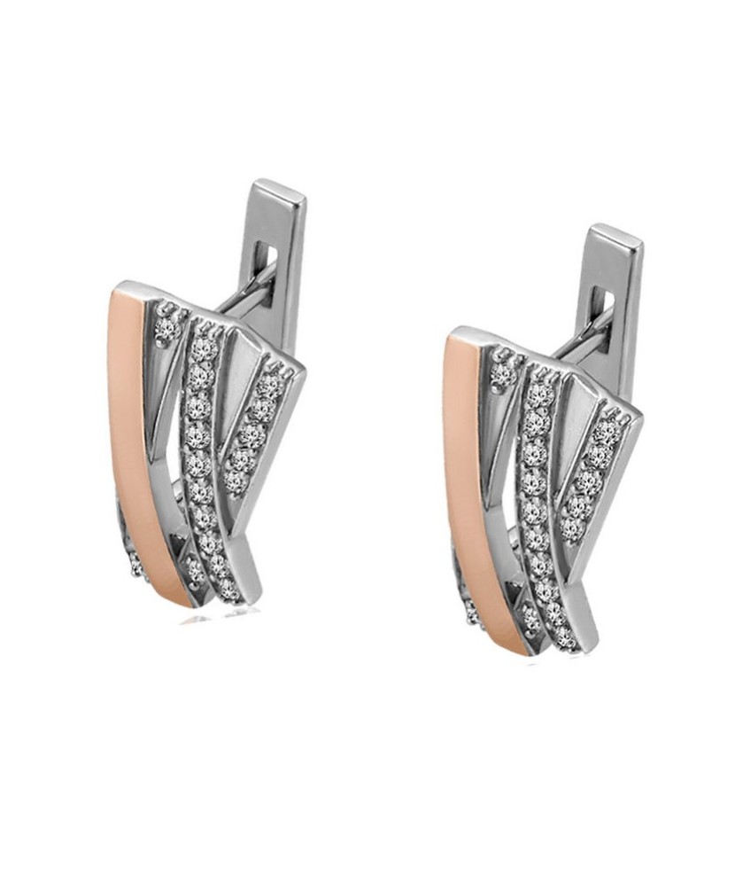 Sidabriniai auskarai su cirkoniais dengti auksu - Sidabriniai auskarai - Goldinga