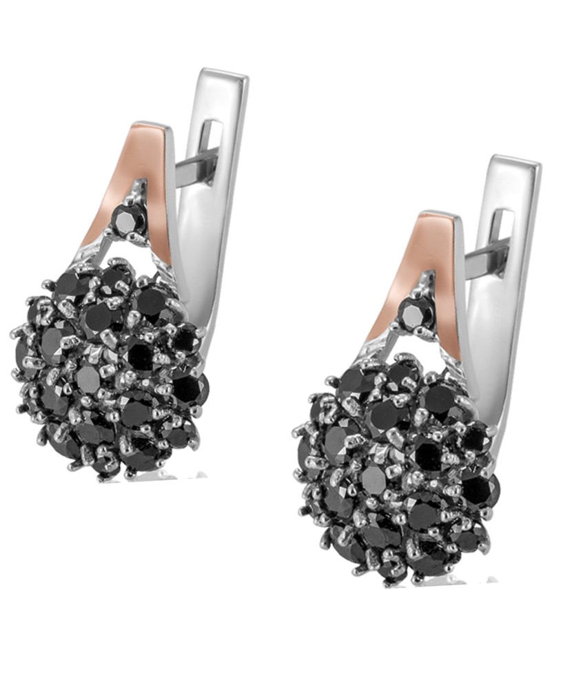 Sidabriniai auskarai su cirkoniais dengti auksu - Sidabriniai auskarai - Goldinga