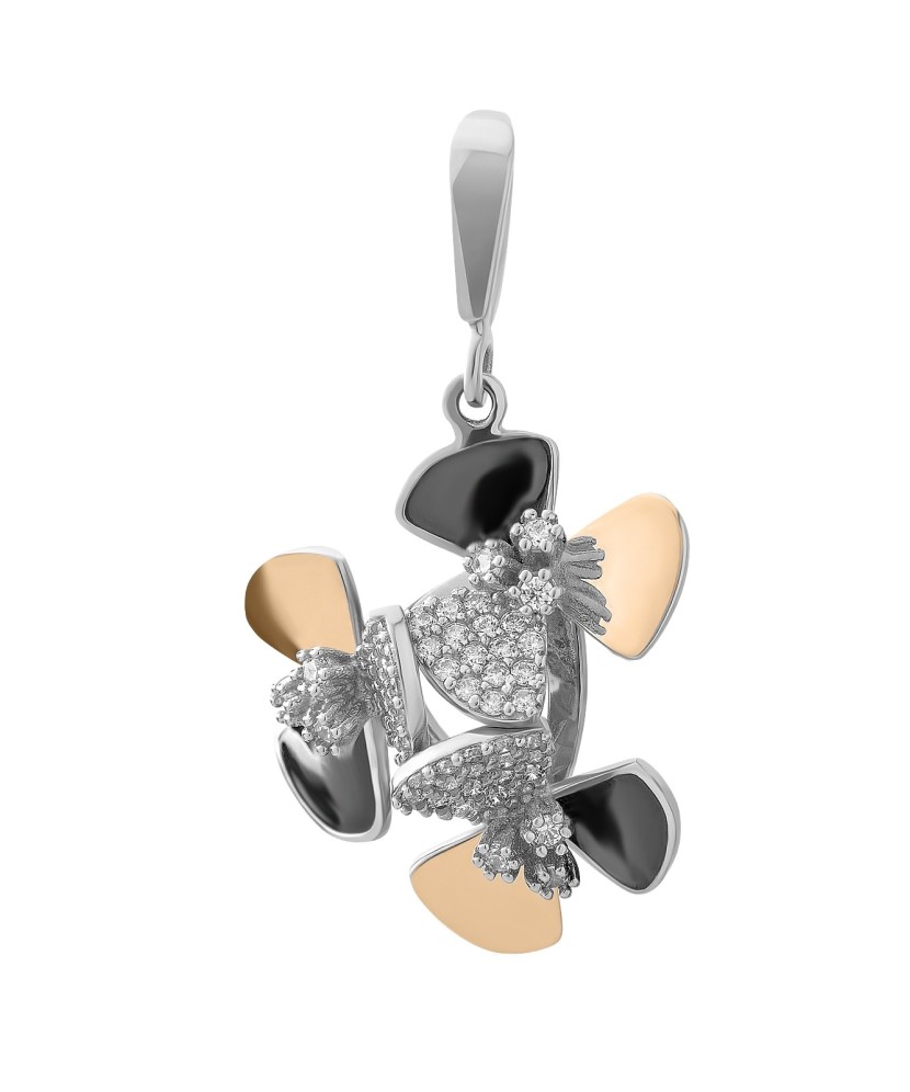 Sidabrinis pakabukas su cirkoniais dengtas auksu - Sidabriniai pakabukai - Goldinga