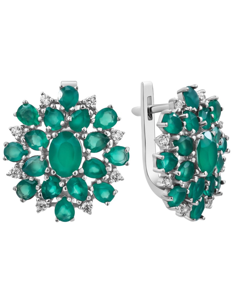 Sidabriniai auskarai su agatais ir cirkoniais - Sidabriniai auskarai - Goldinga