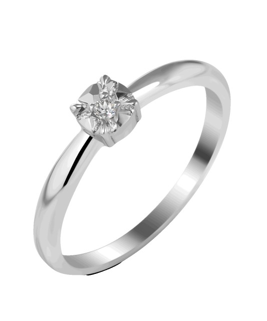 Sidabrinis žiedas su briliantu - Auksiniai Žiedai su brangakmeniais - Goldinga