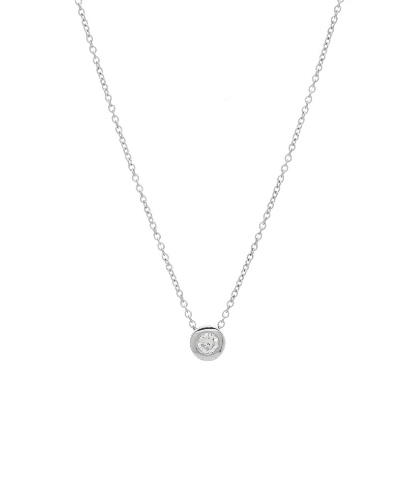 Balto aukso grandinėlė su cirkonio pakabuku - Auksinės grandinėlės su pakabukais - Goldinga