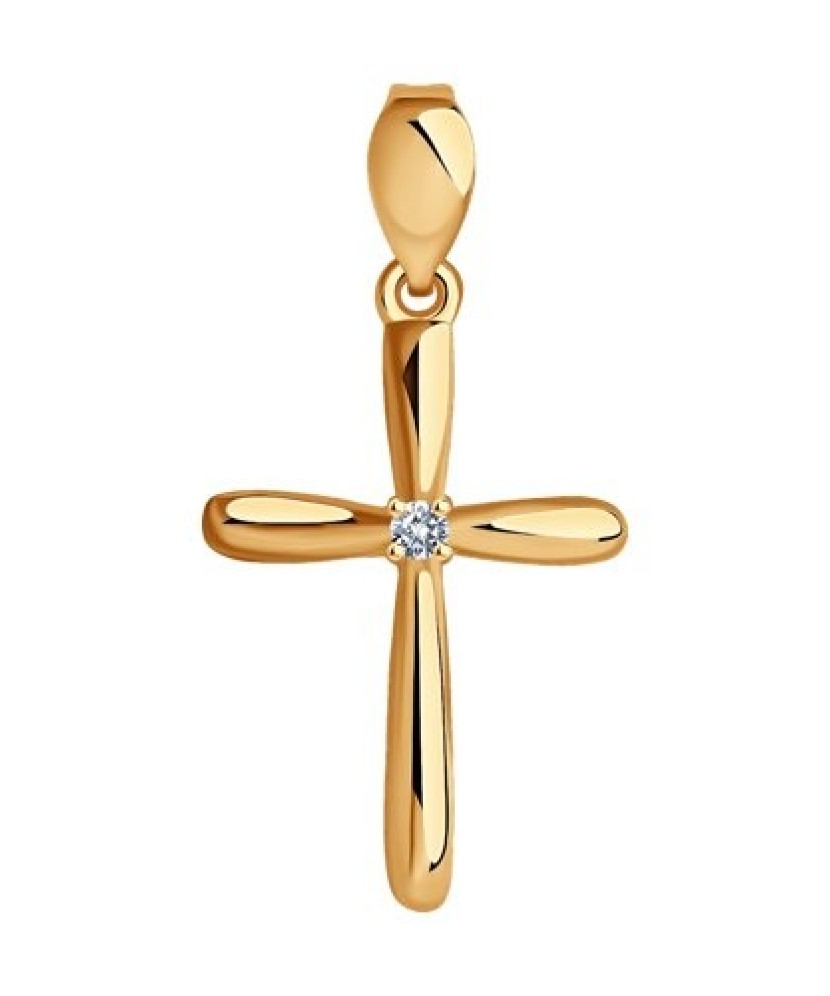 Auksinis pakabukas su cirkoniu "Kryželis" - Kryželiai ir ikonos - Goldinga