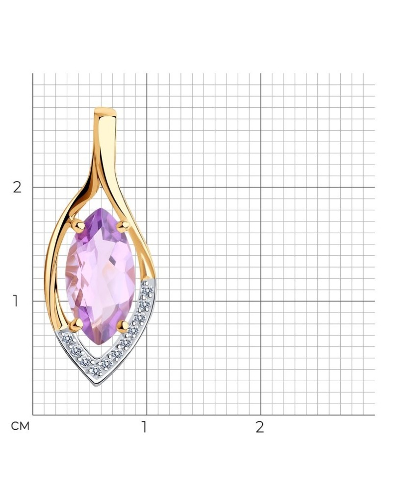 Auksinis pakabukas su ametistu ir cirkoniais - Auksiniai pakabukai - Goldinga