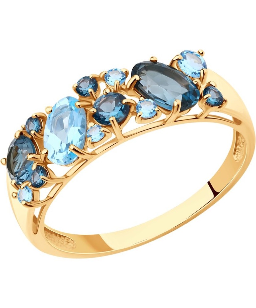 Auksinis žiedas su London topazais - Auksiniai žiedai - Goldinga