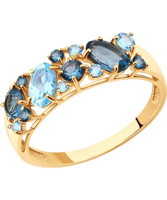 Auksinis žiedas su London topazais - Auksiniai žiedai - Goldinga